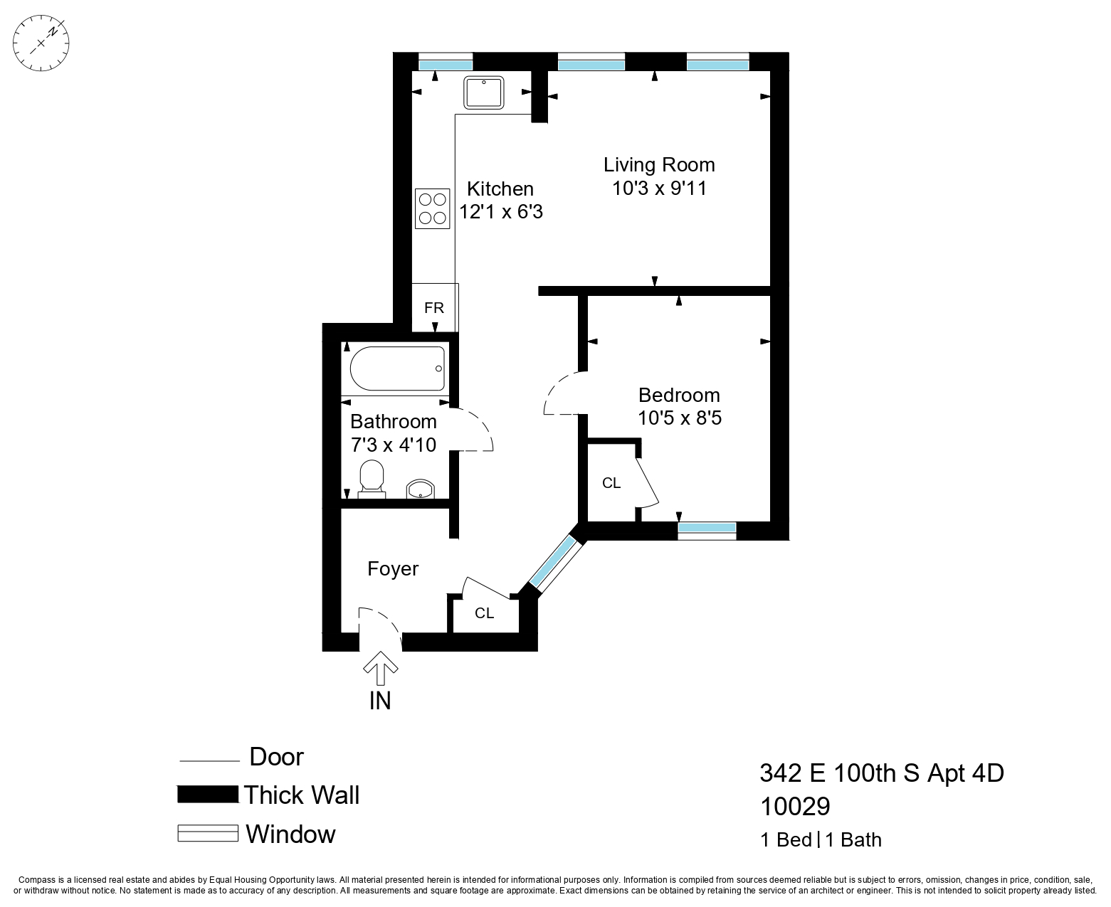 Floorplan for 342 East 100th Street, 4D