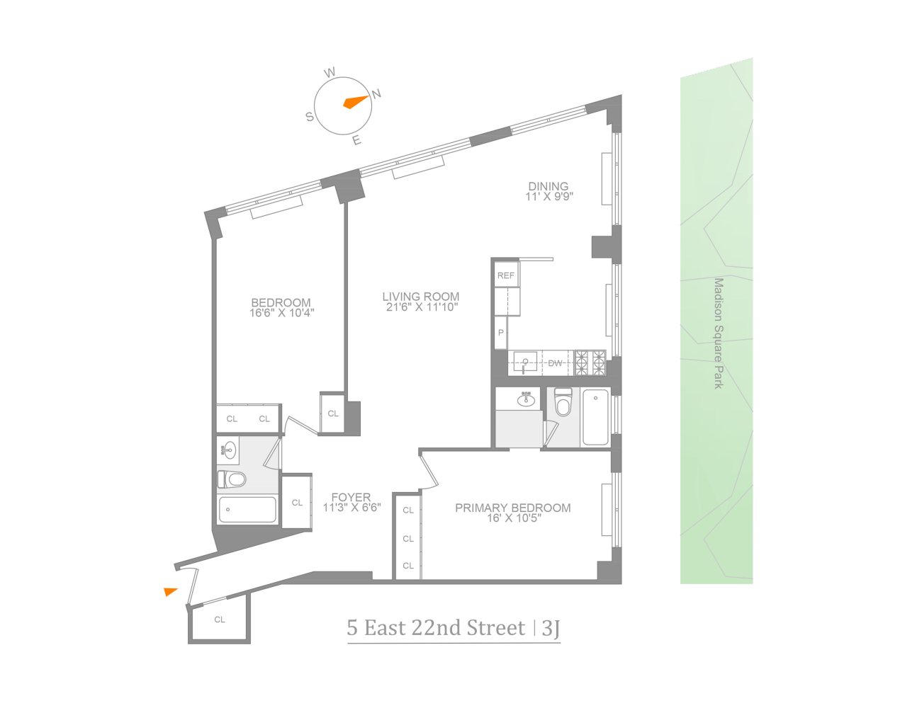 Floorplan for 5 East 22nd Street, 3J