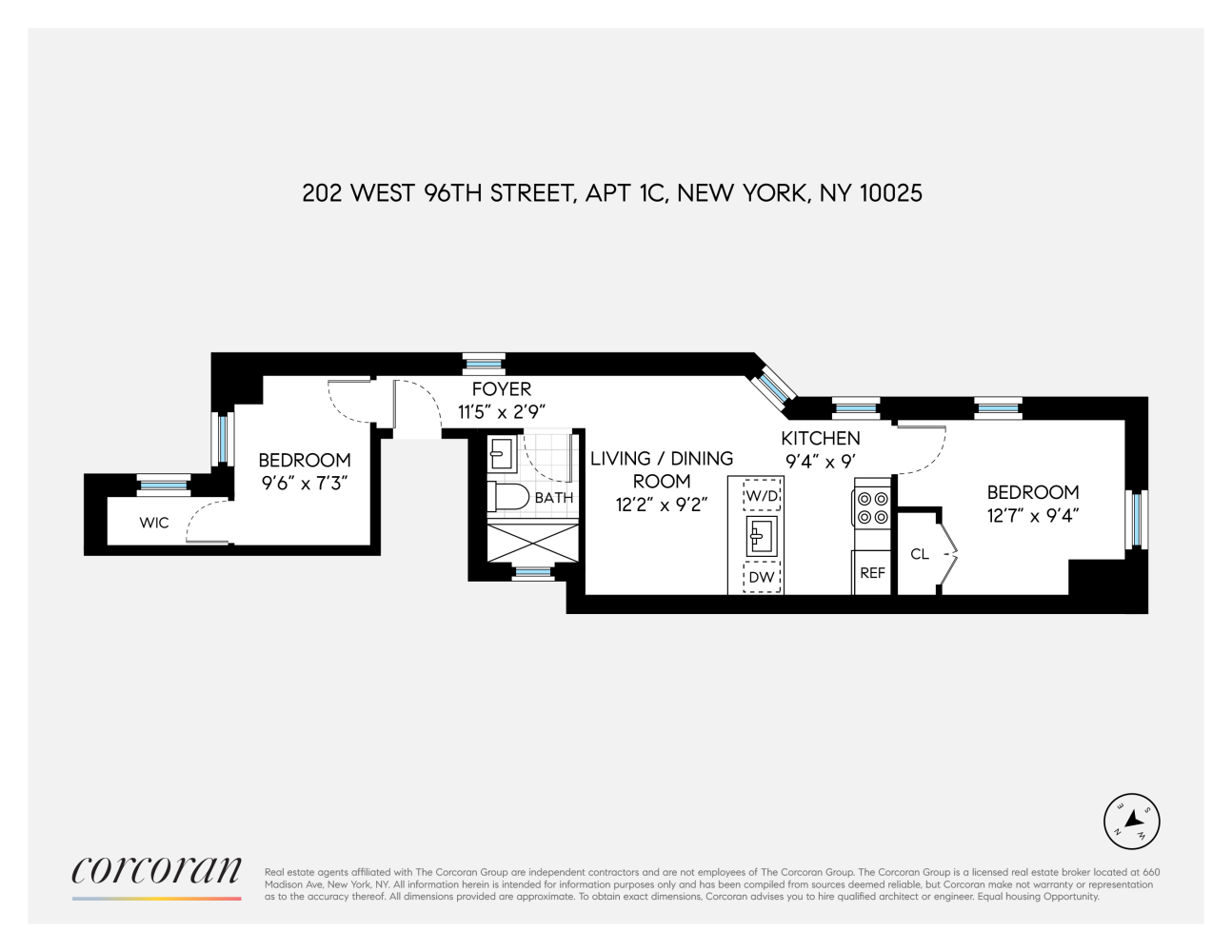 Floorplan for 202 West 96th Street, 1C