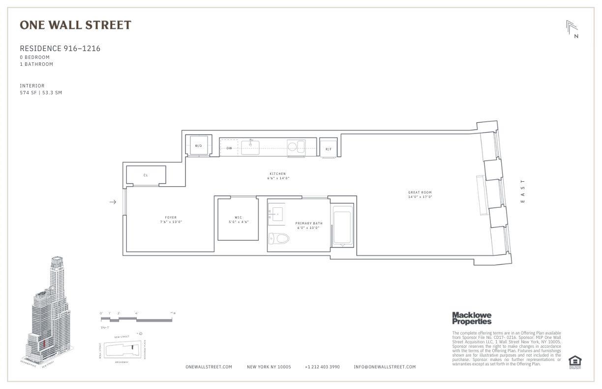 Floorplan for 1 Wall Street, 1016