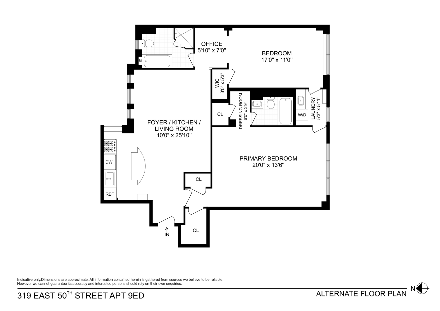 Floorplan for 319 East 50th Street, 9DE