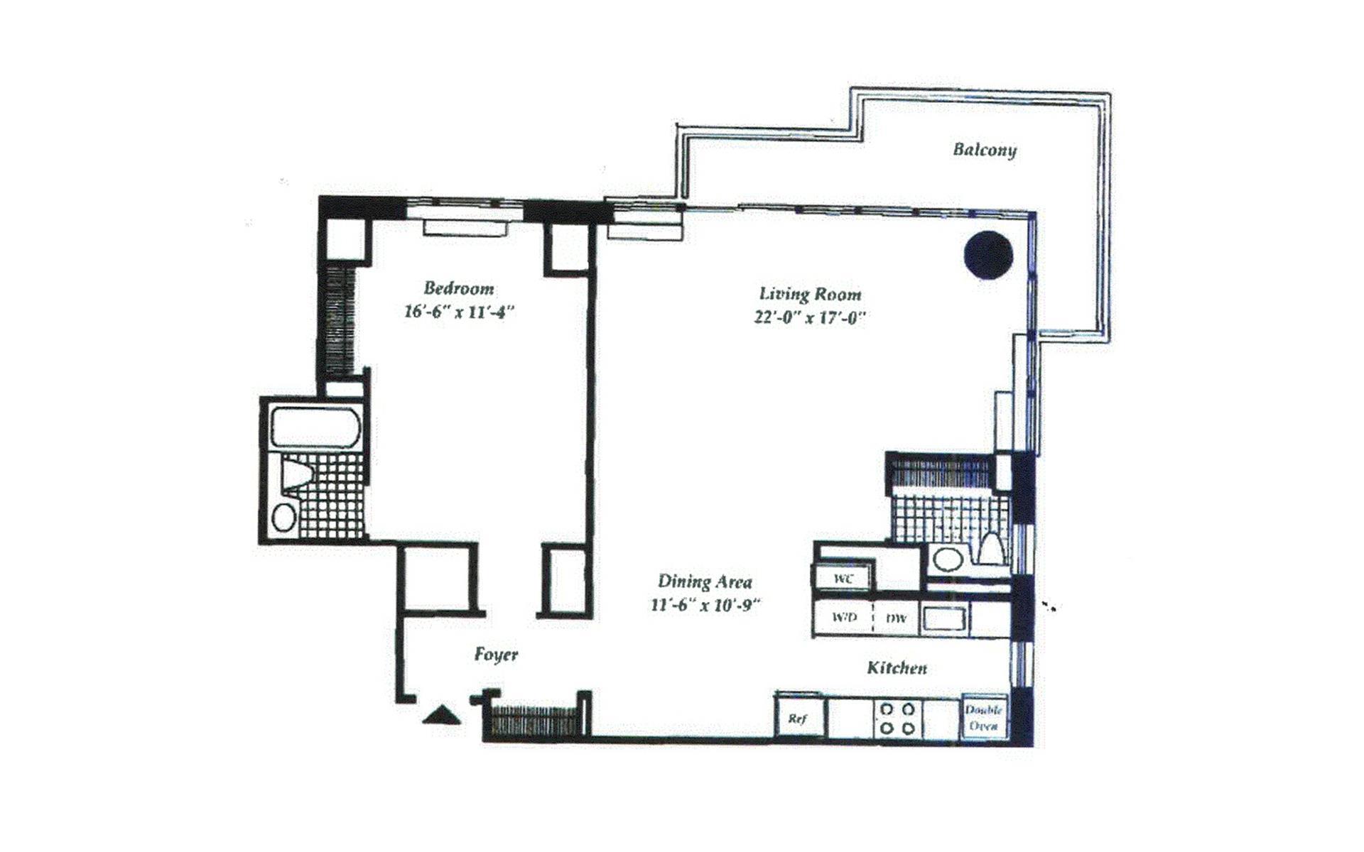 Floorplan for 161 West 61st Street, 16F