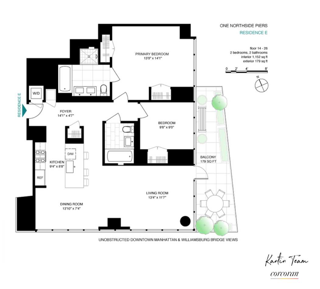 Floorplan for 1 Northside Piers, 24E