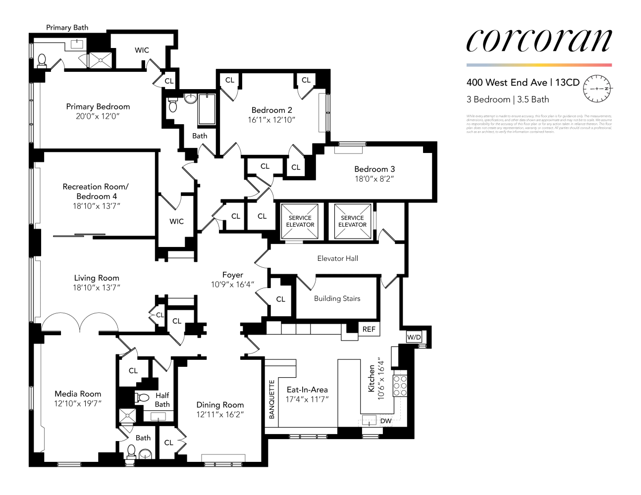 Floorplan for 400 West End Avenue, 13CD