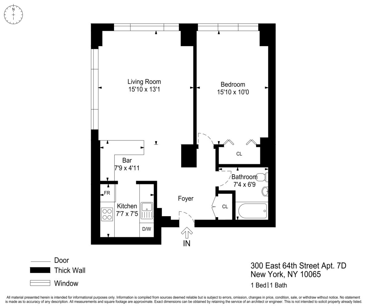 Floorplan for 300 East 64th Street, 7D