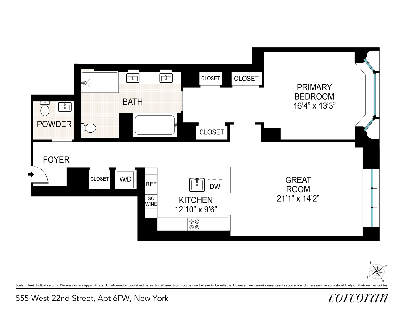 Floorplan for 555 West 22nd Street, 6FW