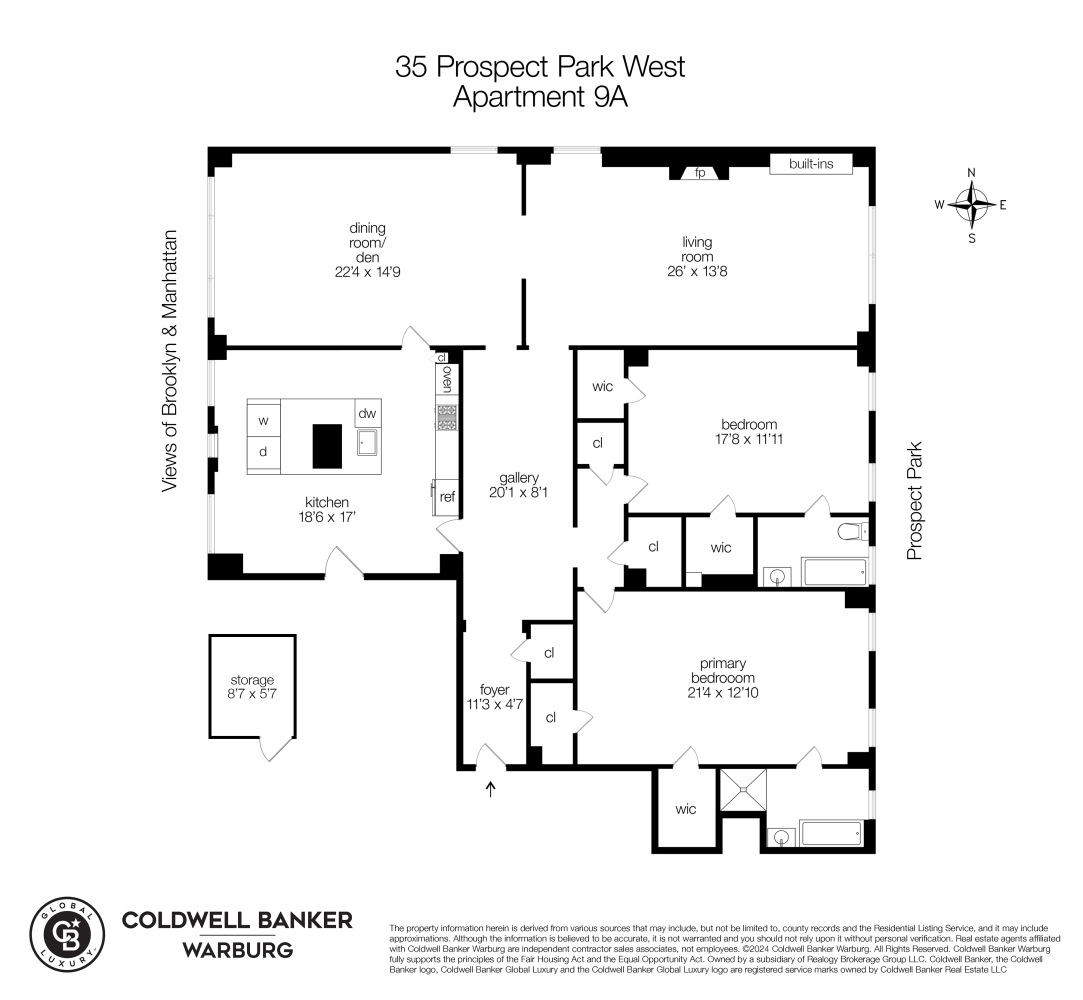 Floorplan for 35 Prospect Park, 9A