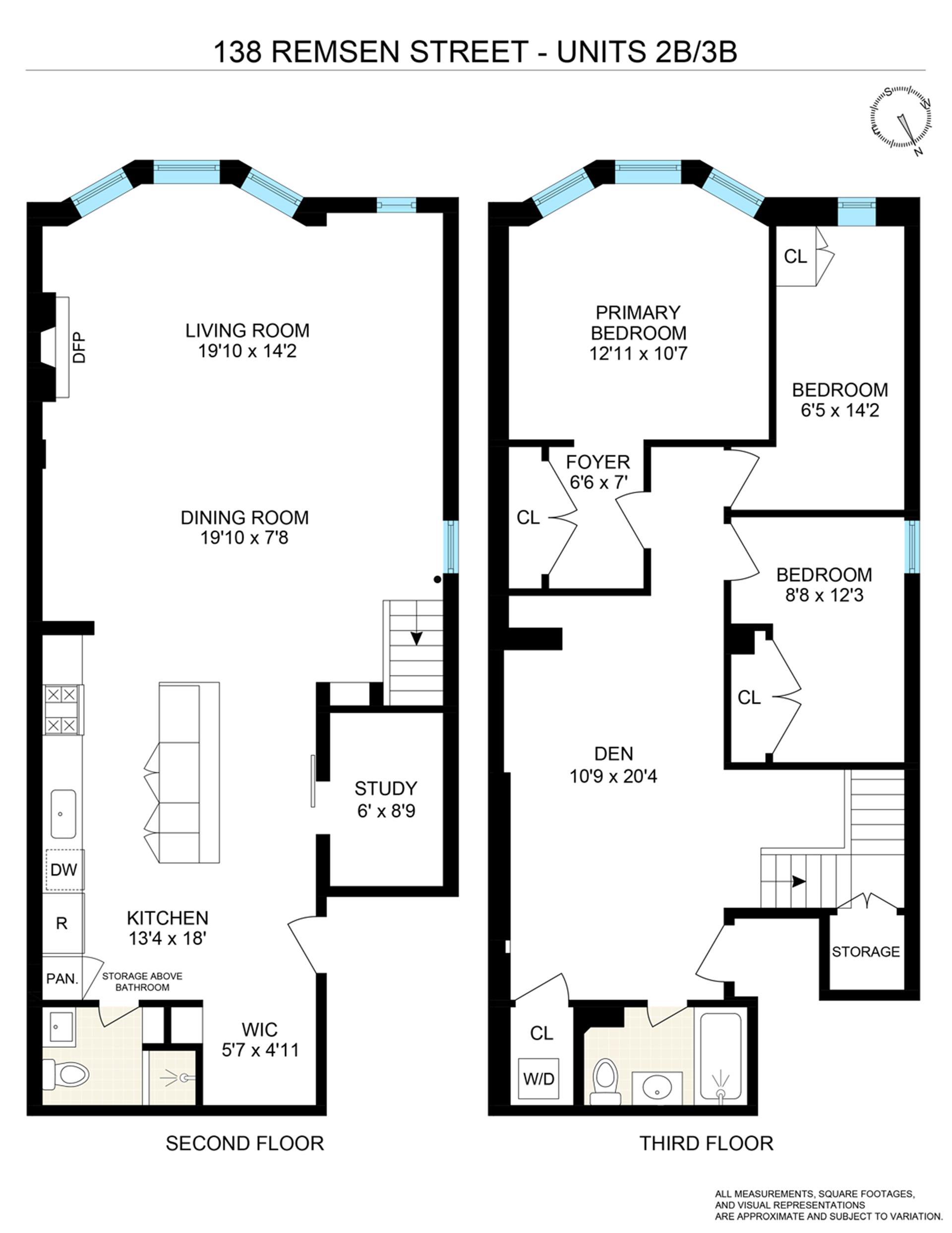 Floorplan for 138 Remsen Street, 2B/3B