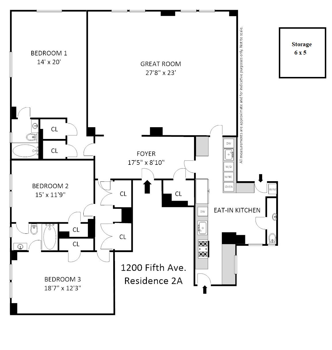 Floorplan for 1200 5th Avenue, 2-A