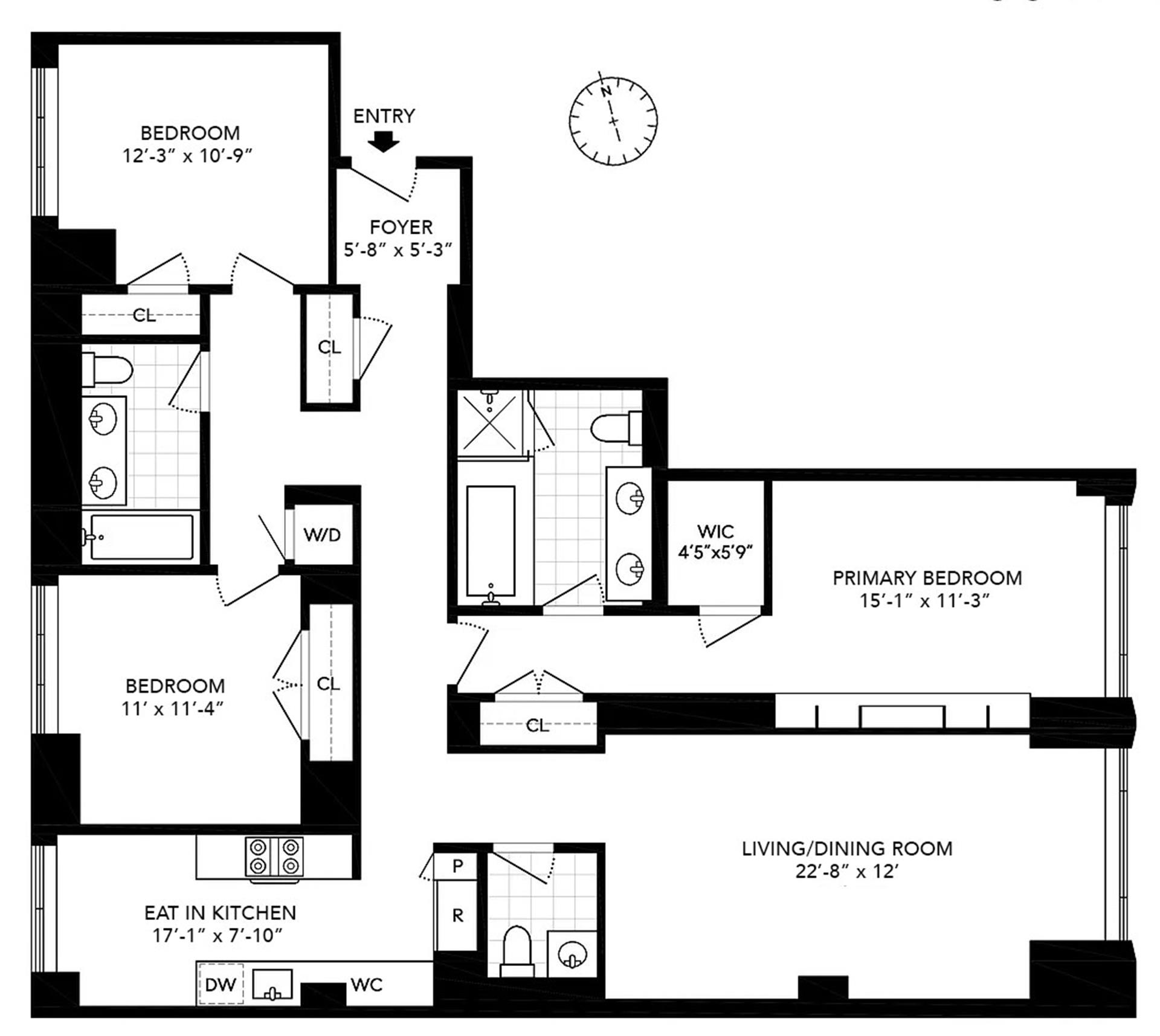 Floorplan for 205 West 76th Street, 6A