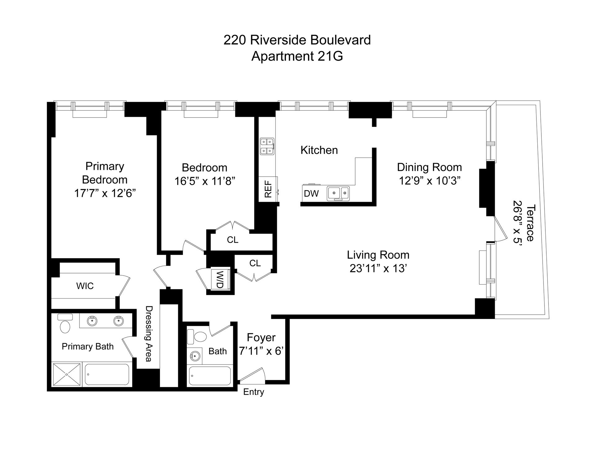 Floorplan for 220 Riverside Boulevard, 21G