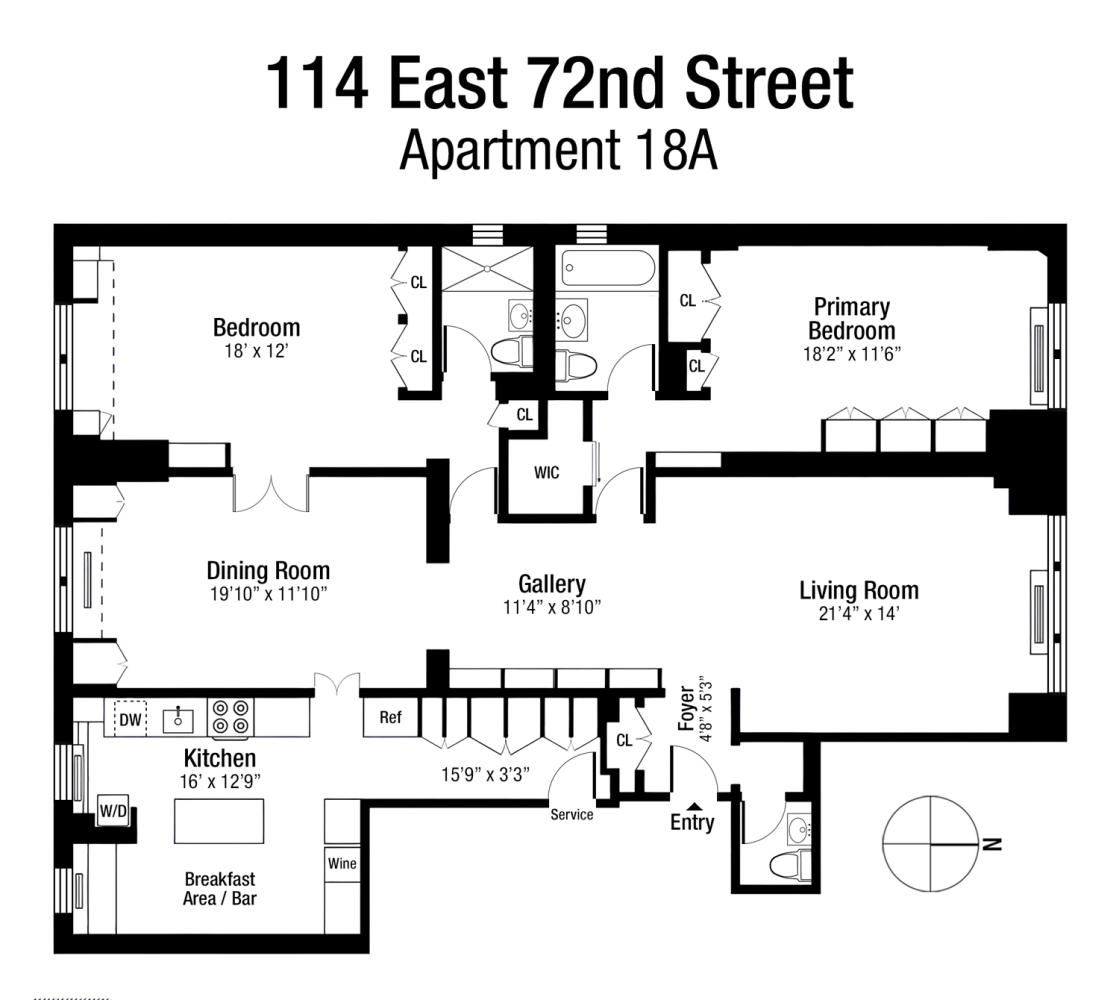 Floorplan for 114 East 72nd Street, 18A