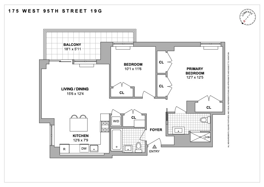 Floorplan for 175 West 95th Street, 19G