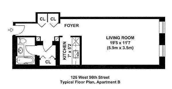 Floorplan for 126 West 96th Street, 2B