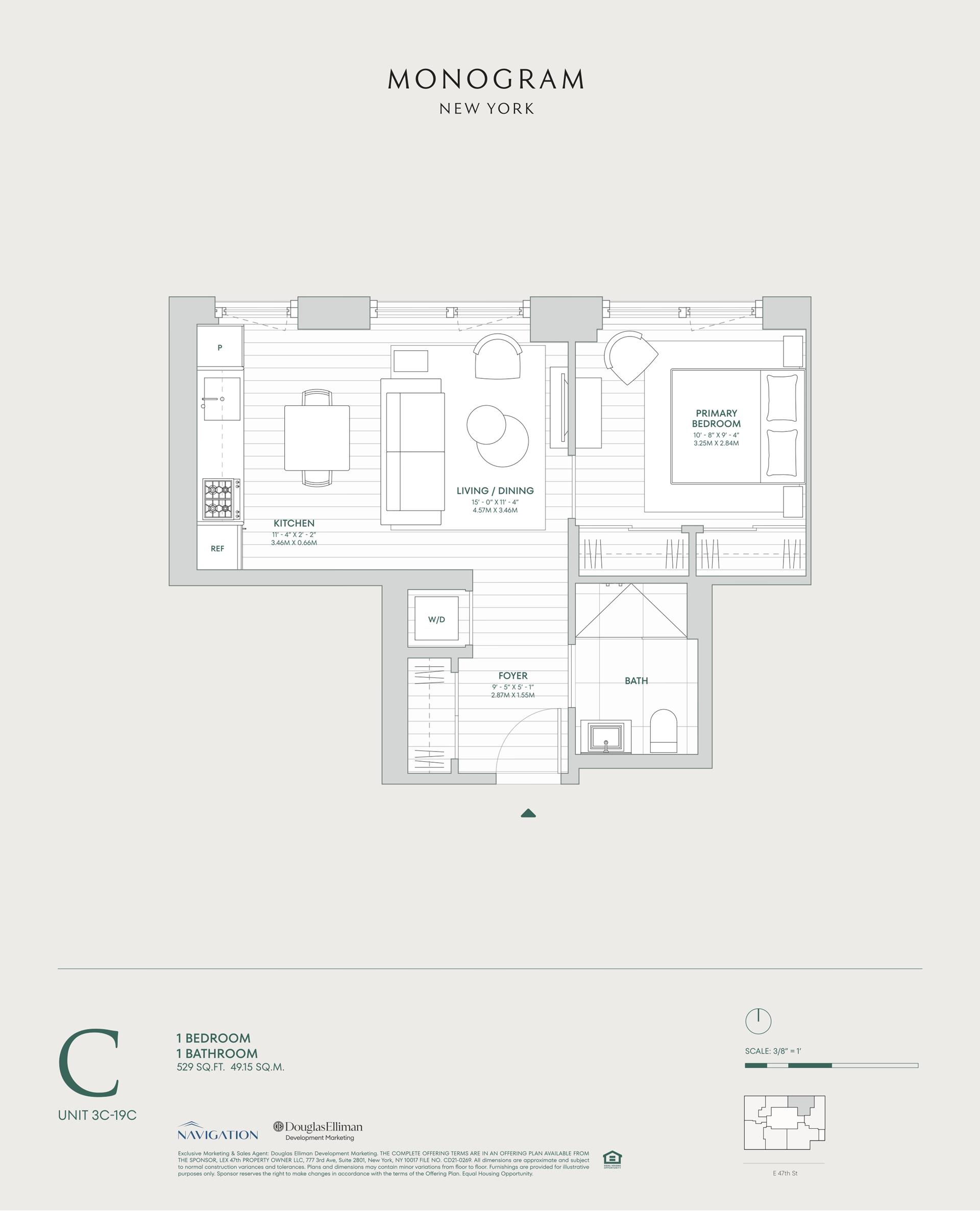 Floorplan for 135 East 47th Street, 6C