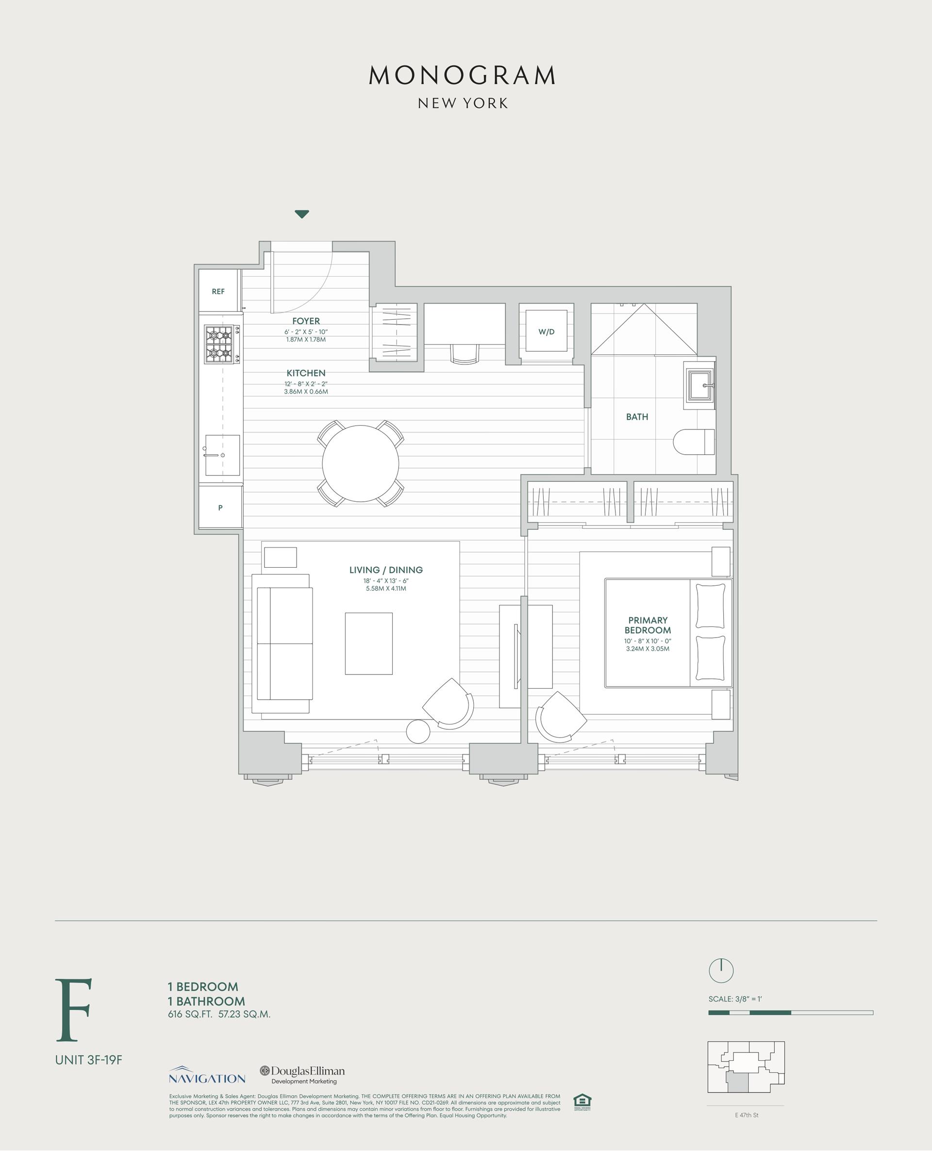 Floorplan for 135 East 47th Street, 17F