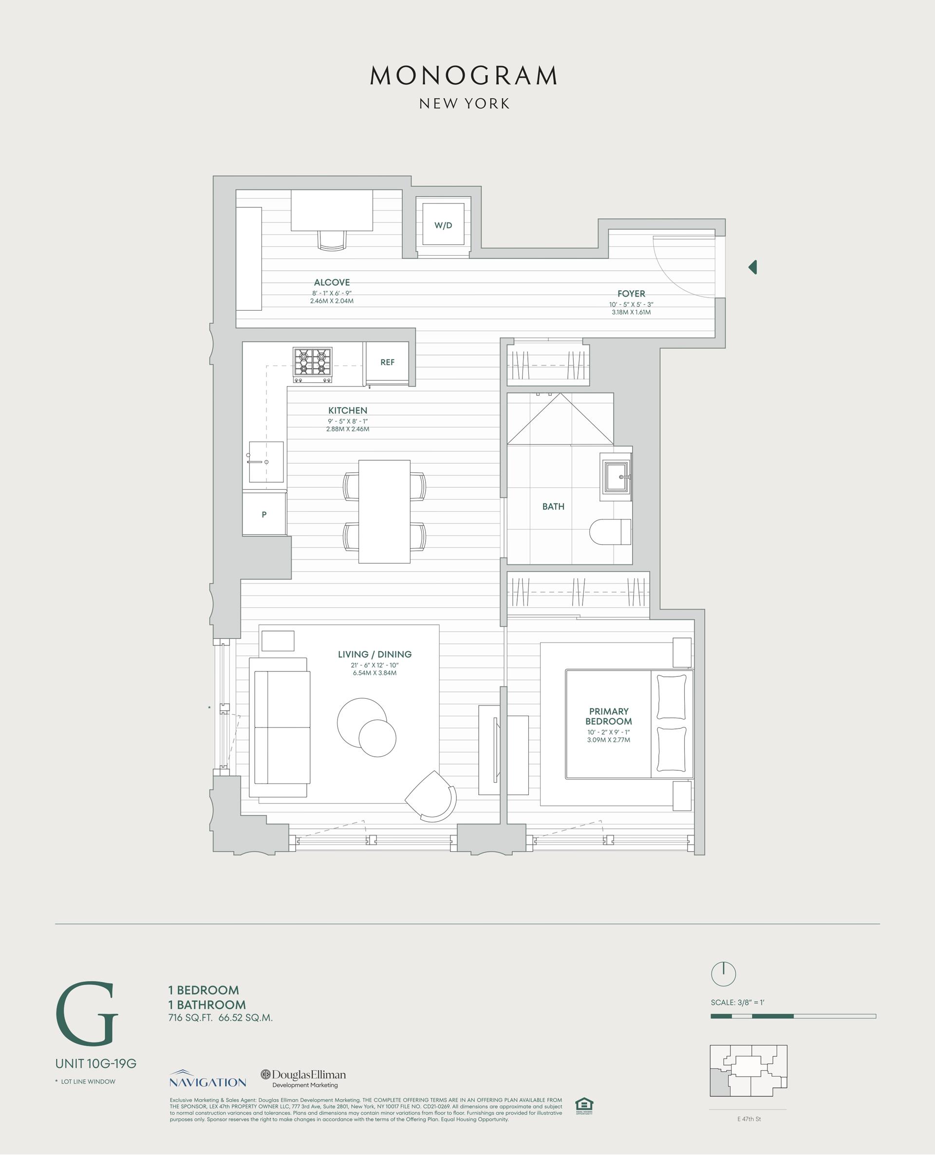 Floorplan for 135 East 47th Street, 17G