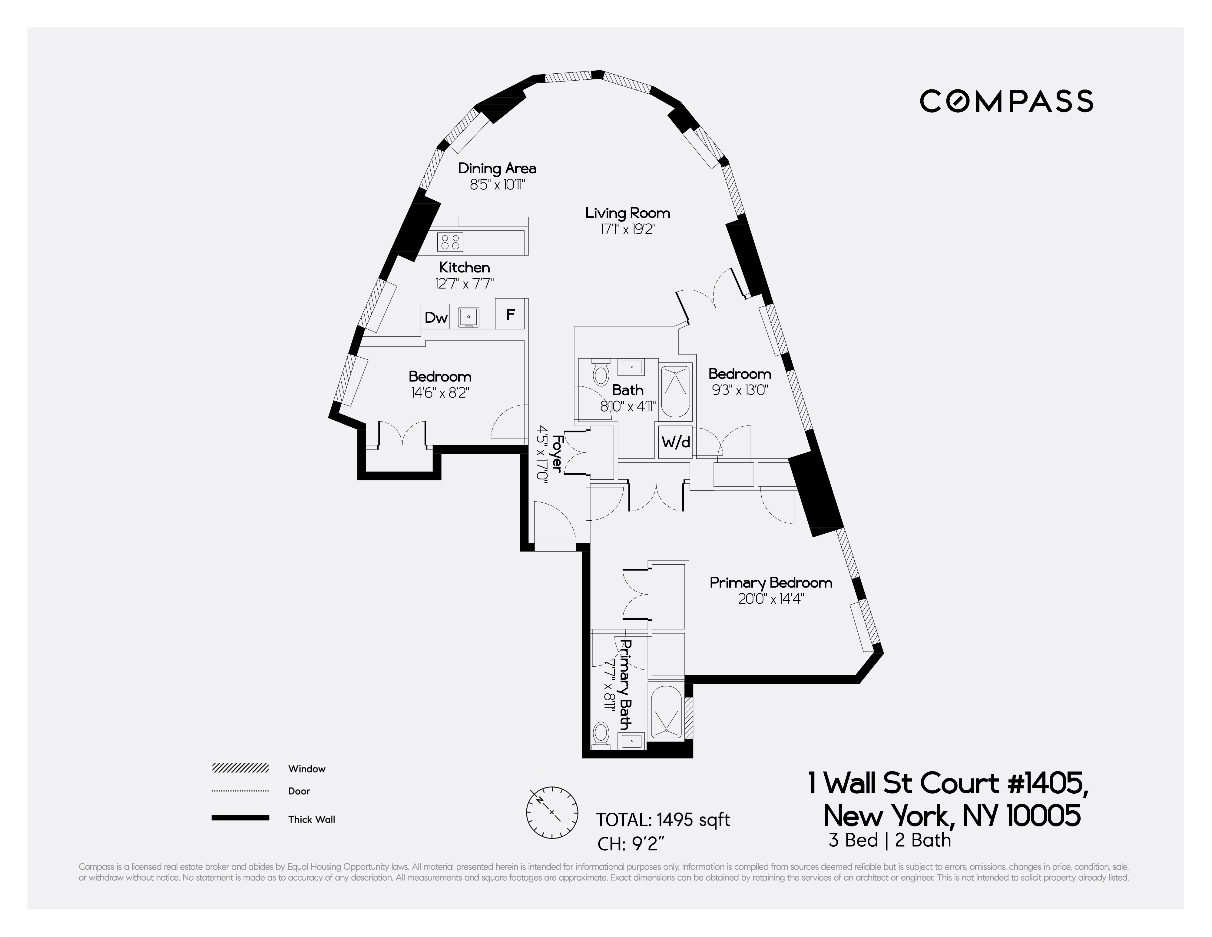 Floorplan for 1 Wall Street Court, 1405