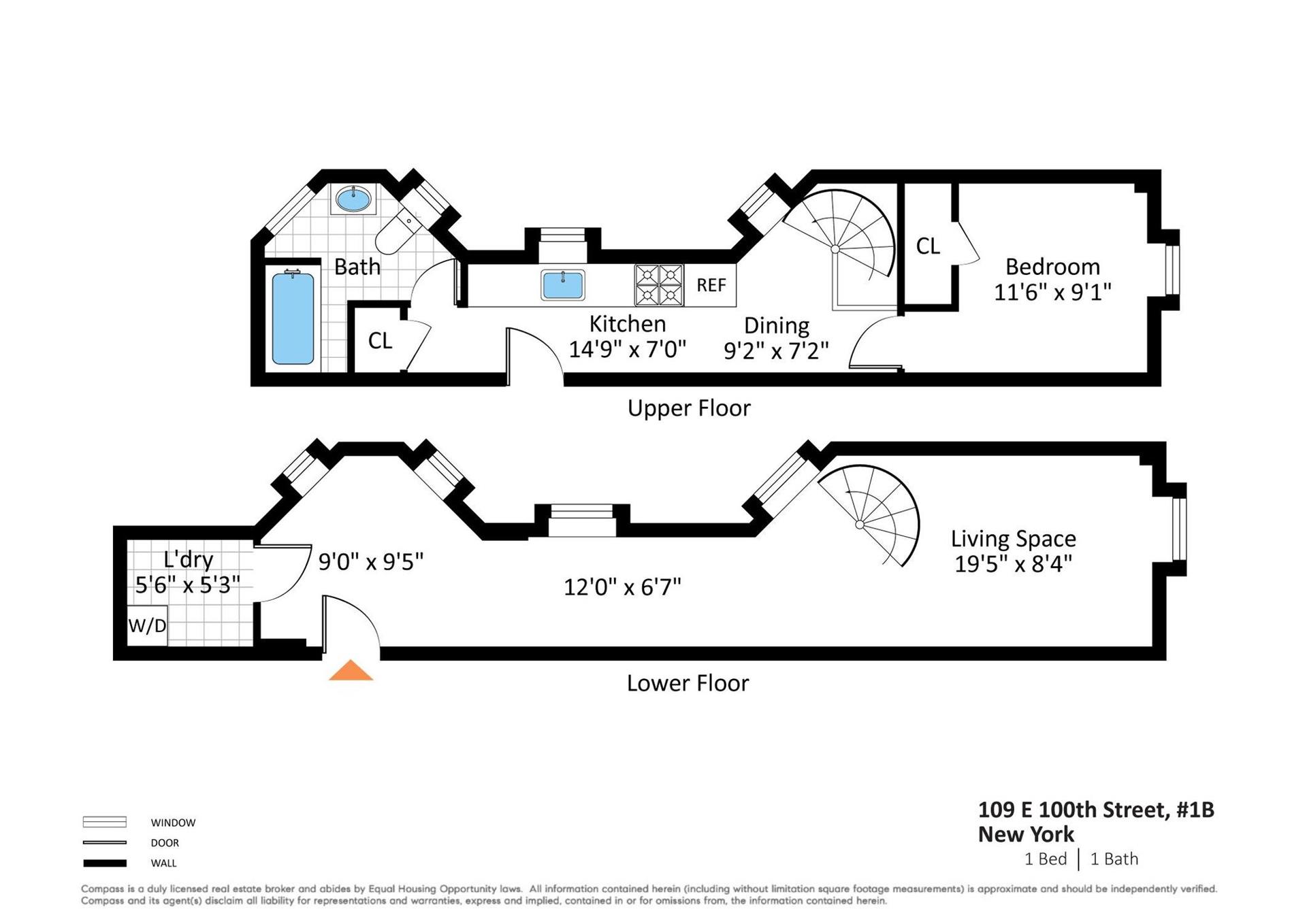 Floorplan for 109 East 100th Street, 1B