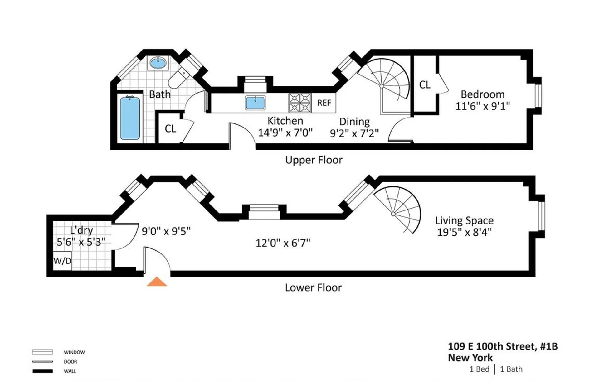 Floorplan for 109 East 100th Street, 1B