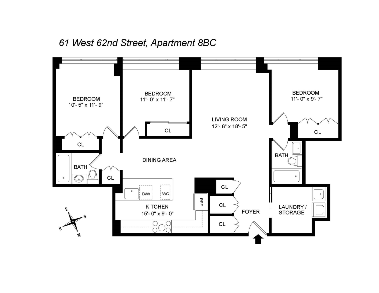 Floorplan for 61 West 62nd Street, 8BC