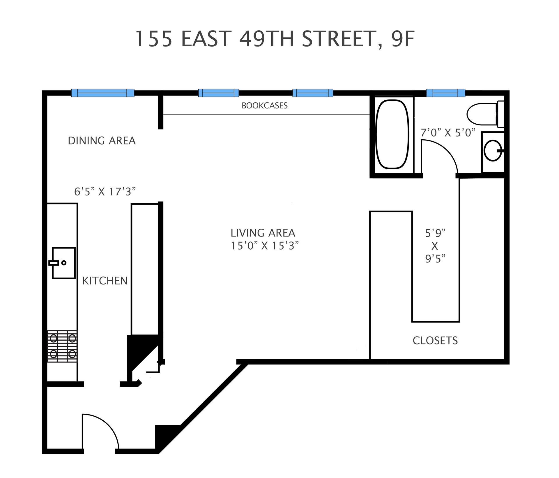 Floorplan for 155 East 49th Street, 9F