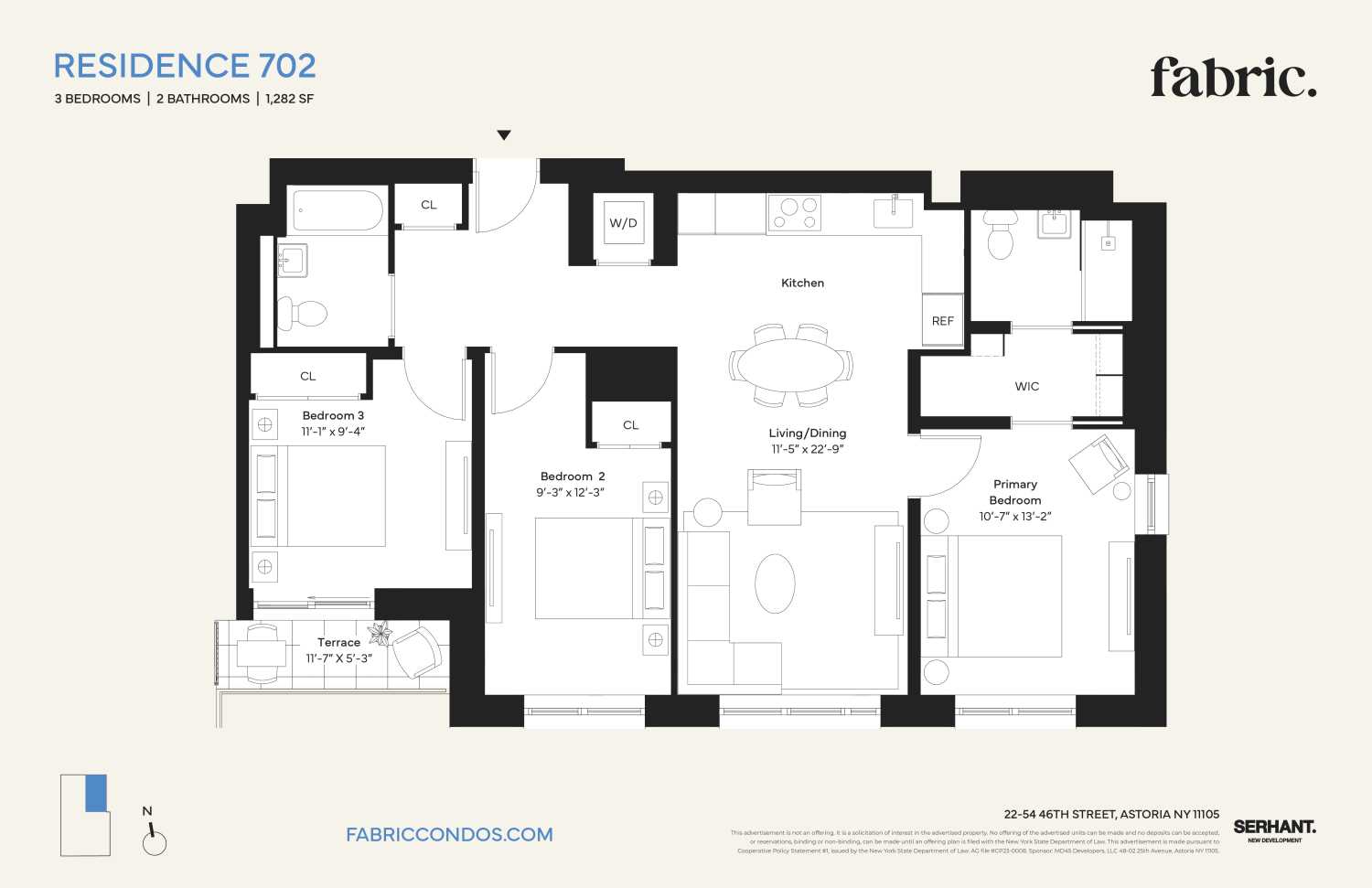 Floorplan for 22-54 46th St, 702