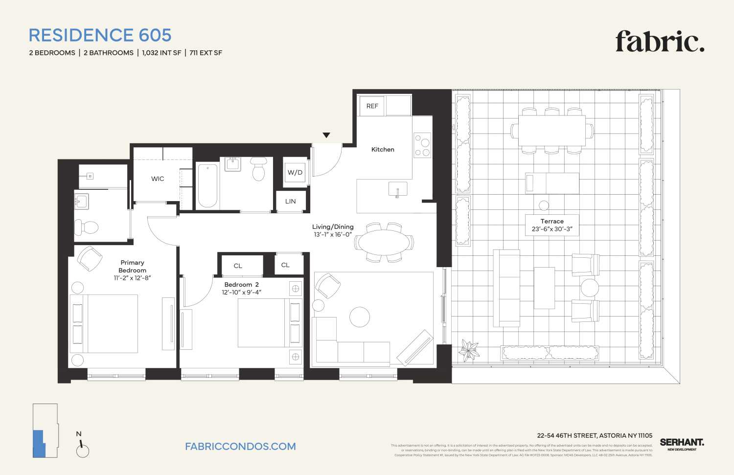 Floorplan for 22-54 46th St, 605