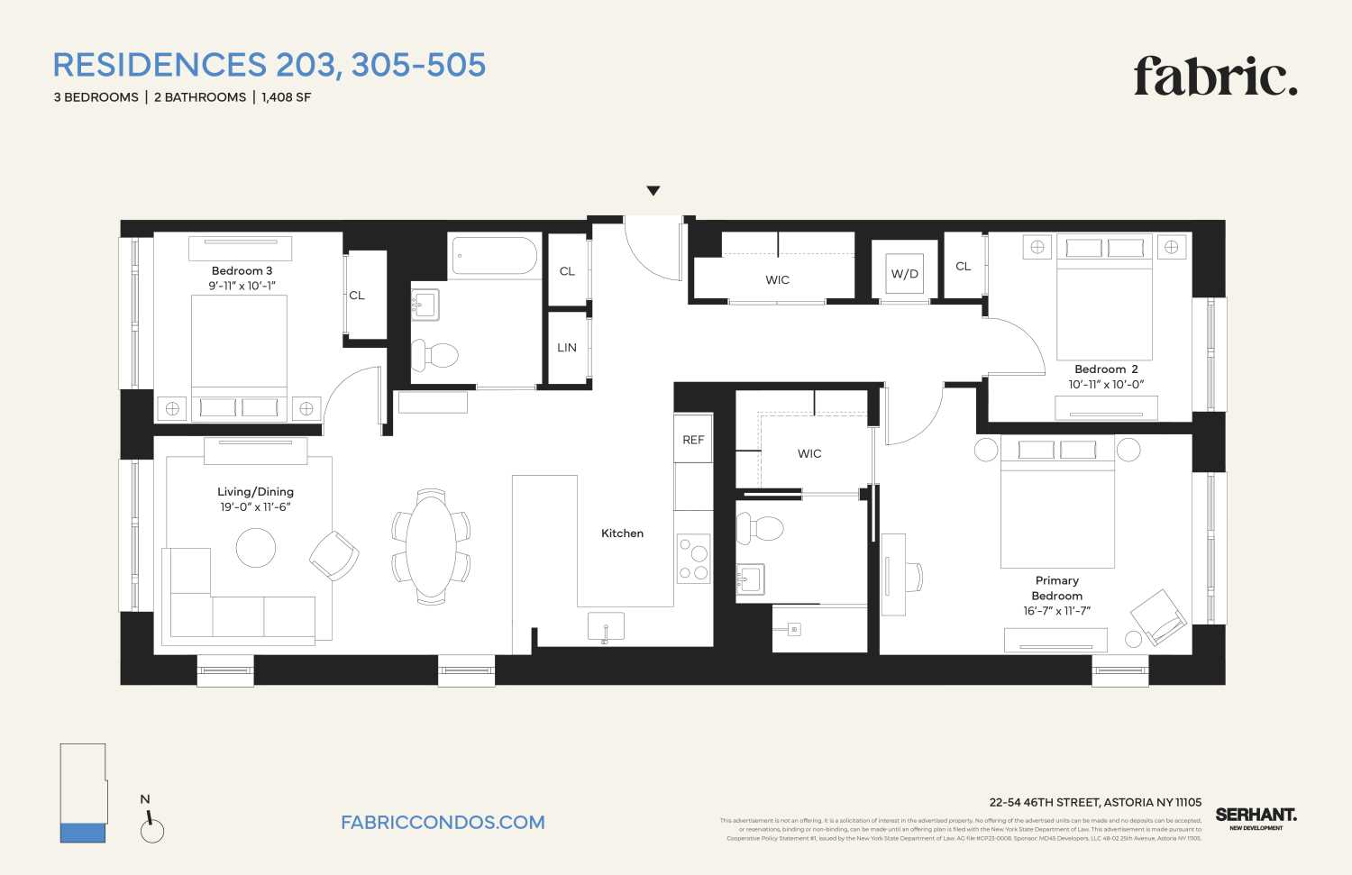 Floorplan for 22-54 46th St, 305