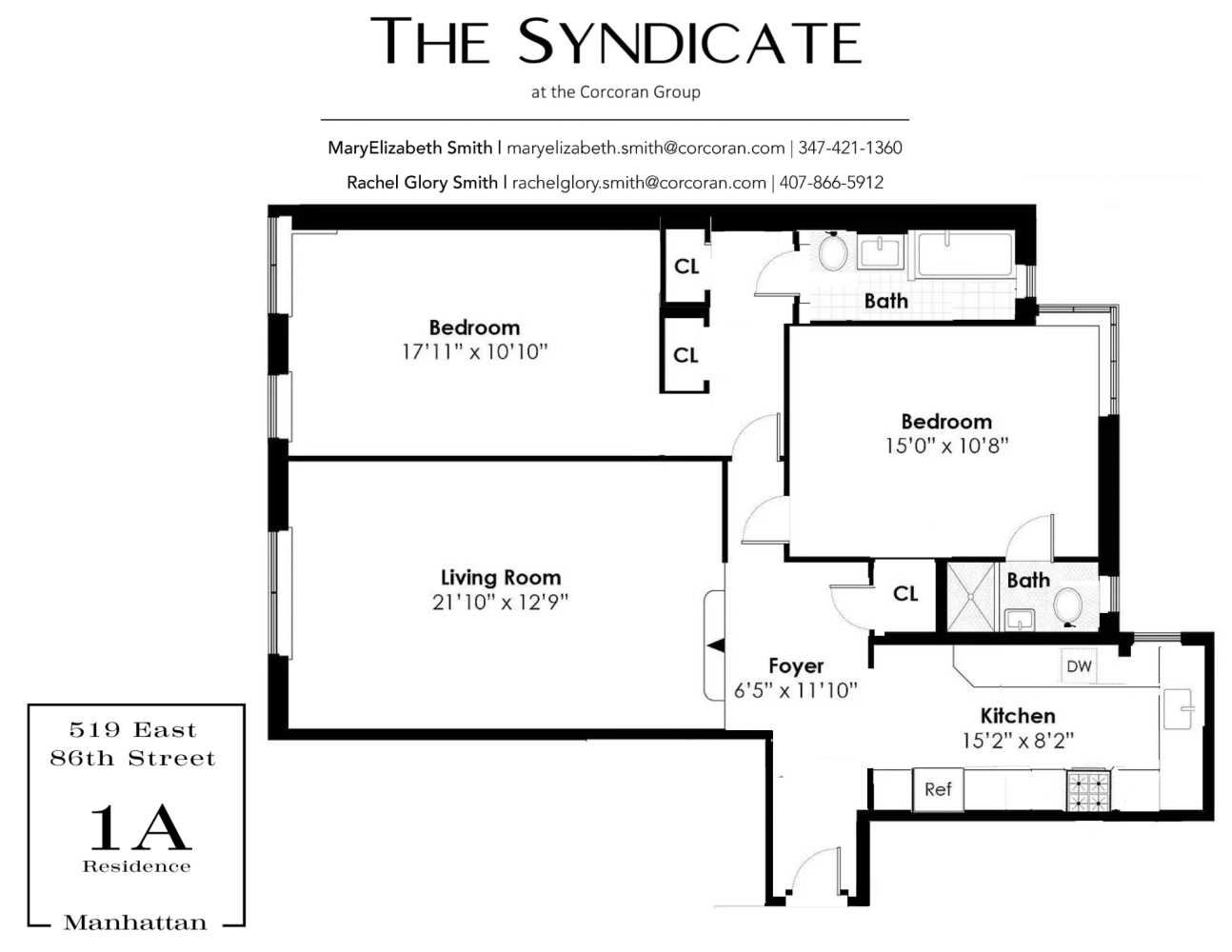 Floorplan for 519 East 86th Street, 1A