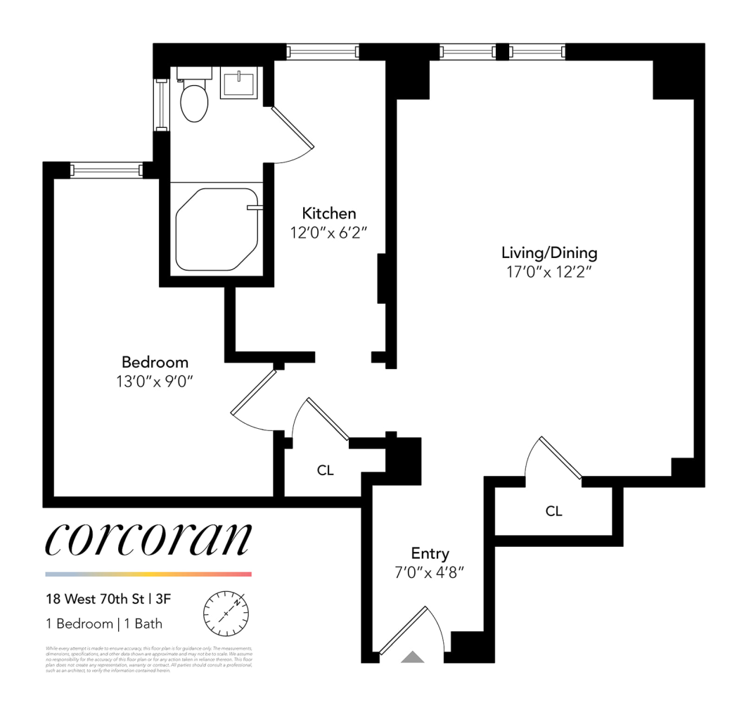 Floorplan for 18 West 70th Street, 3F