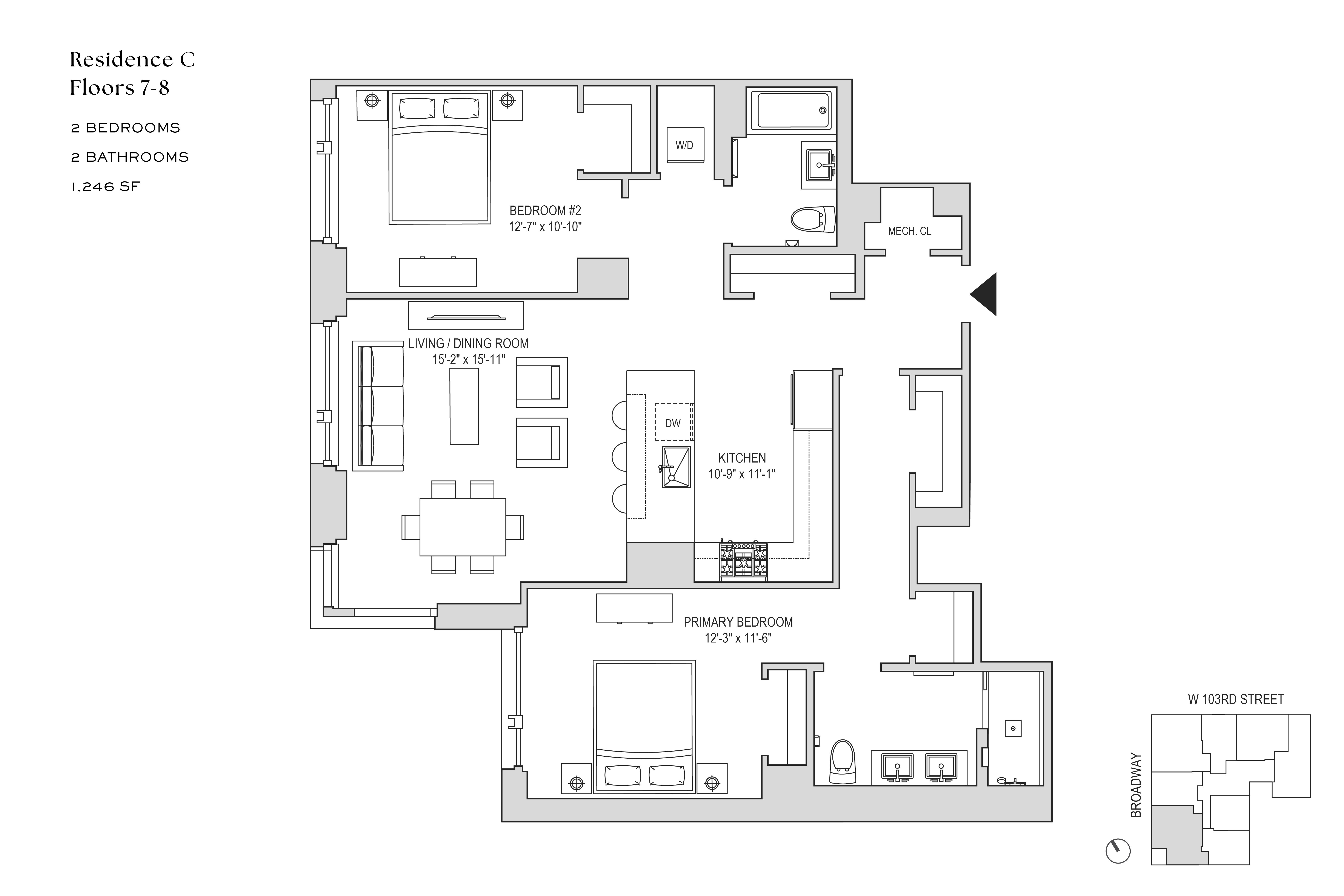 Floorplan for 218 West 103rd Street, 7C