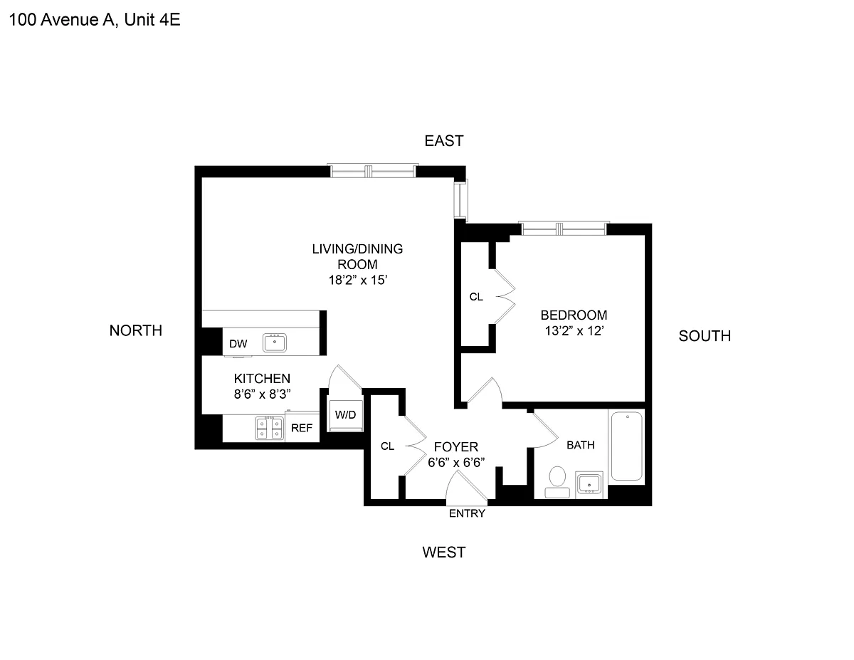 Floorplan for 100 Ave A, 4E