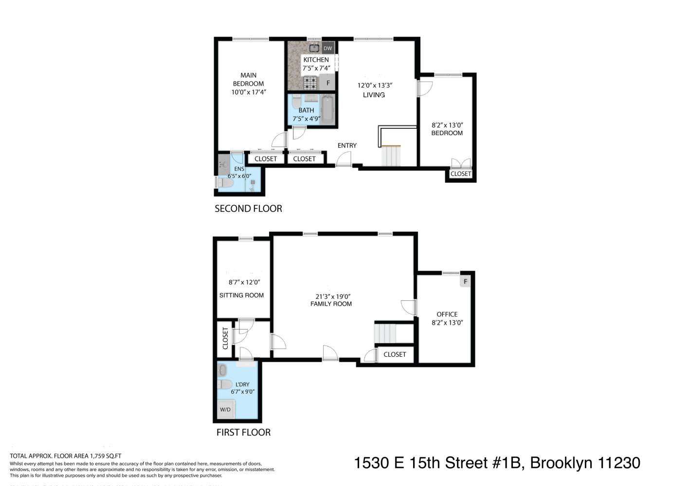 Floorplan for 1530 East 15th Street, 1B