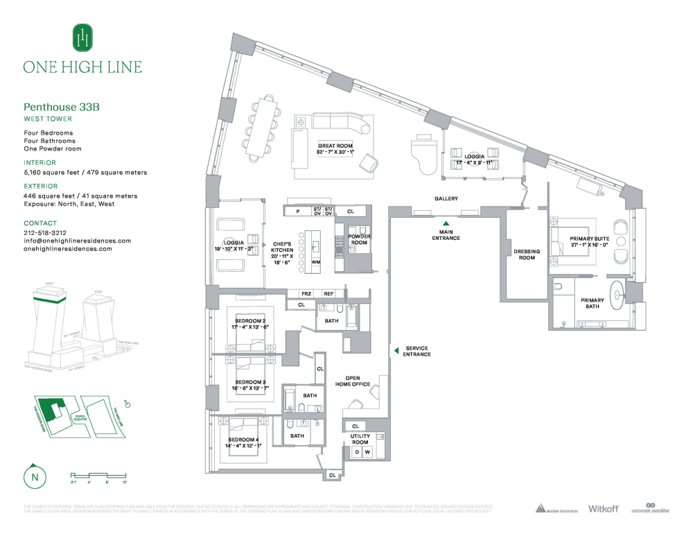 Floorplan for 500 West 18th Street West Ph33b