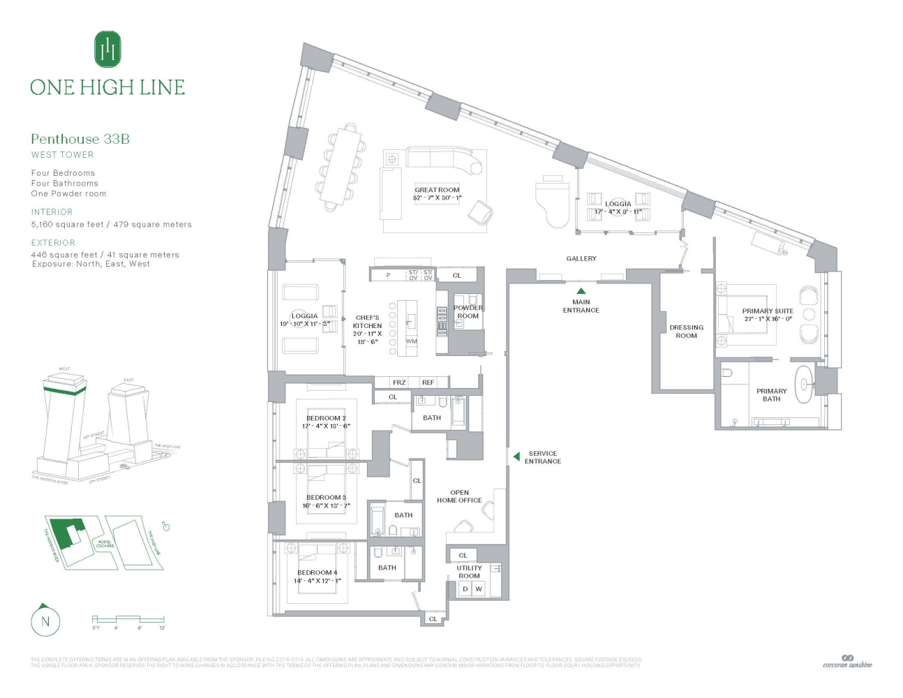 Floorplan for 500 West 18th Street West Ph33b