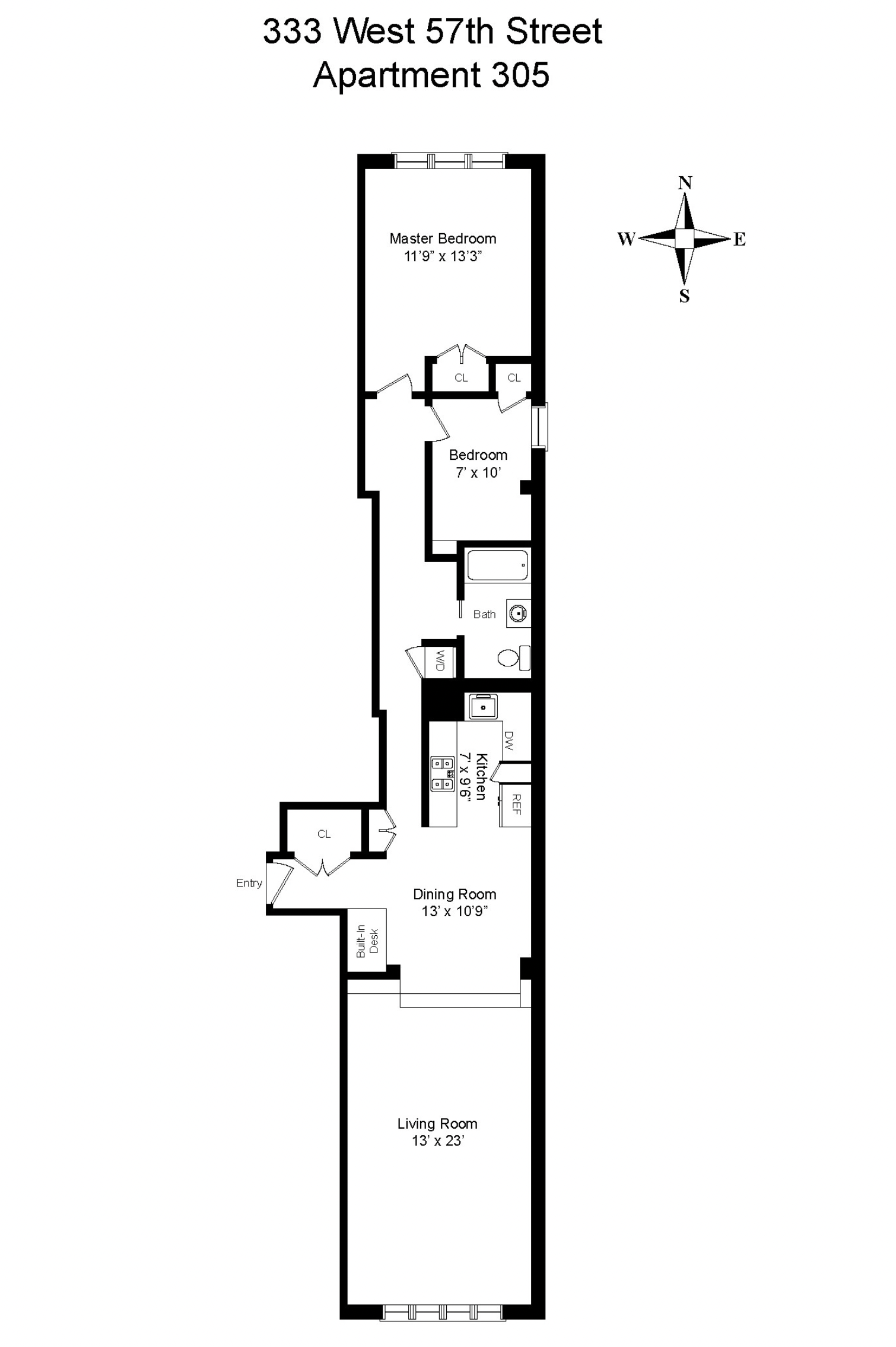 Floorplan for 333 West 57th Street, 305