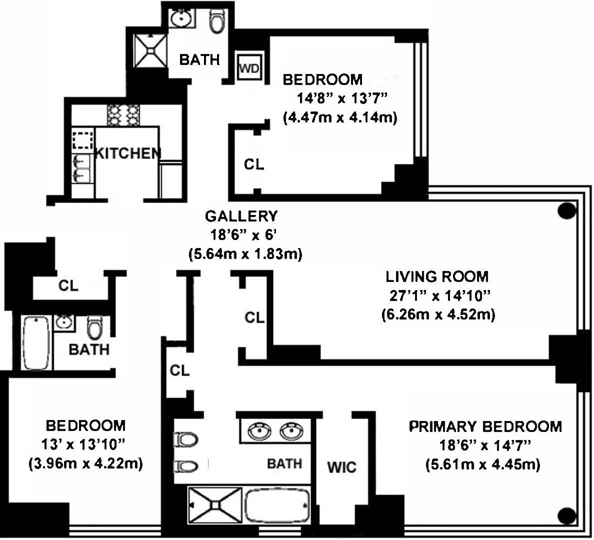 Floorplan for 230 West 56th Street, 66B