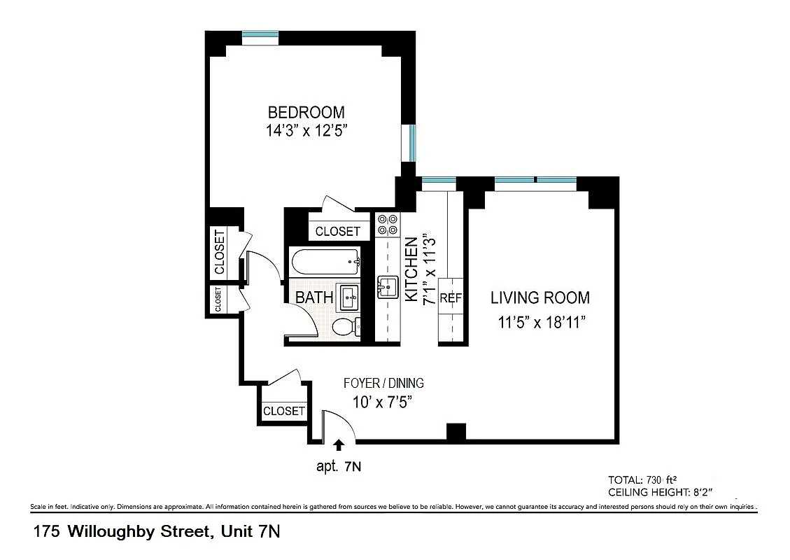 Floorplan for 175 Willoughby Street, 7N