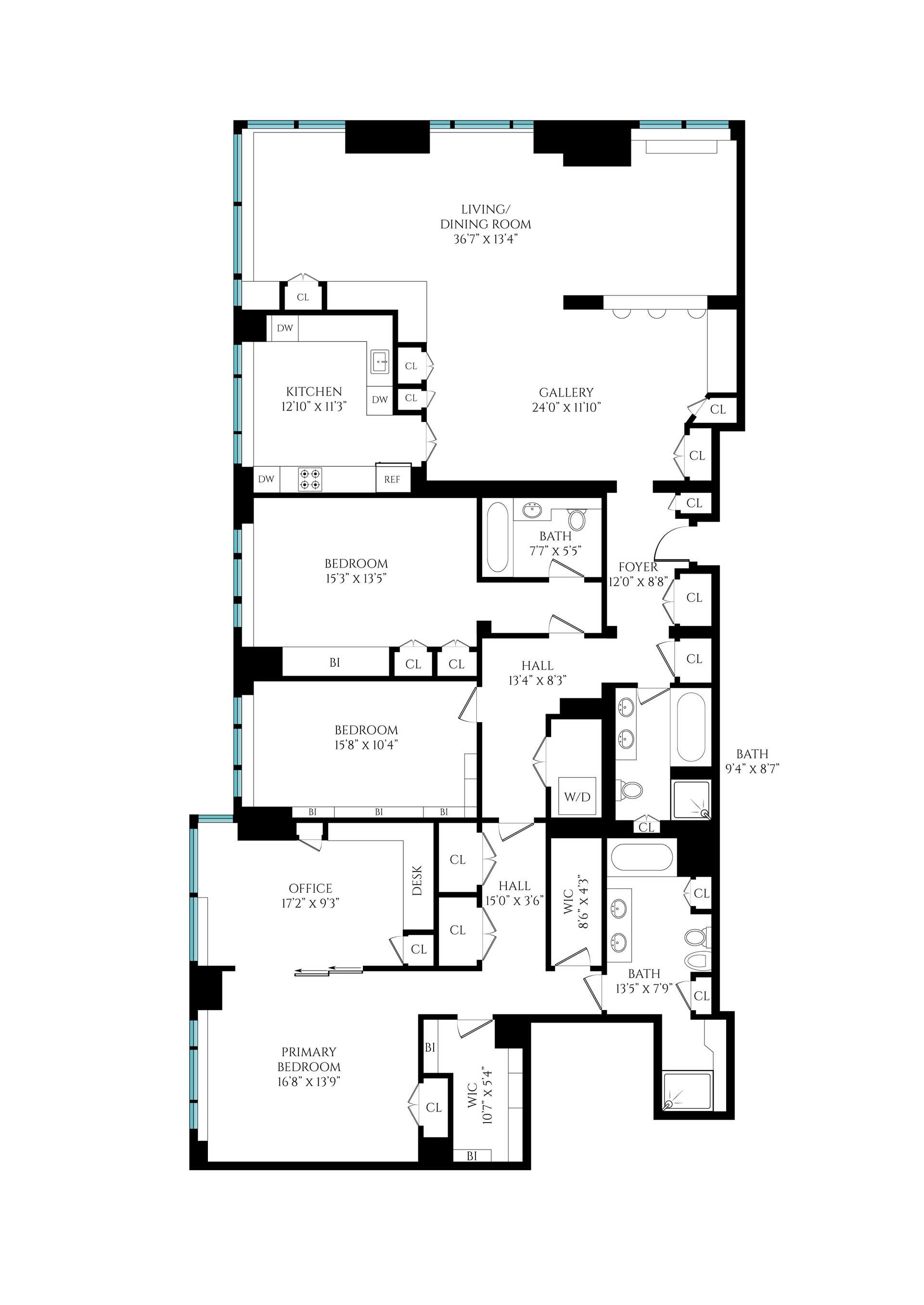 Floorplan for 220 Riverside Boulevard, 24-GF