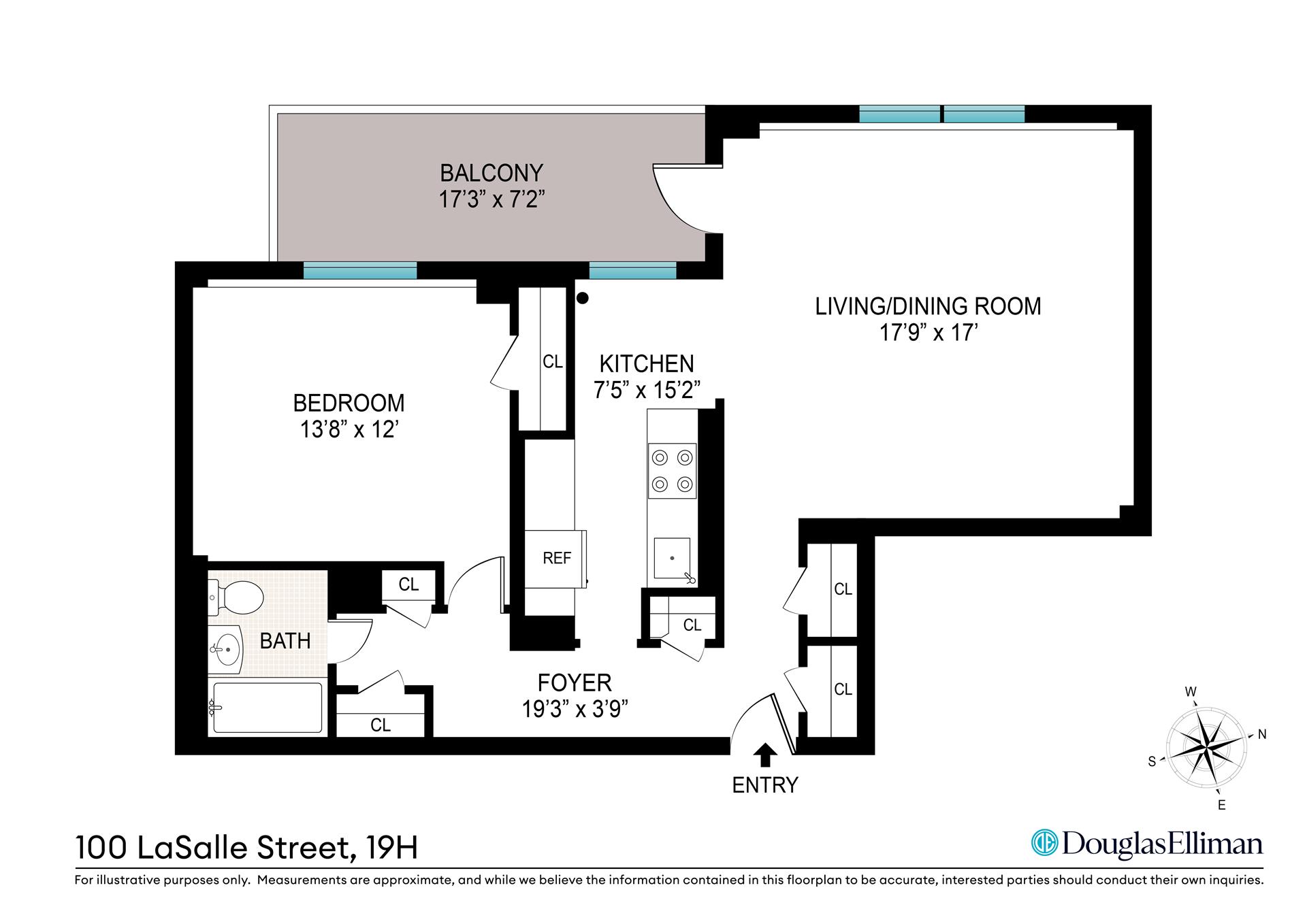 Floorplan for 100 La Salle Street, 19H