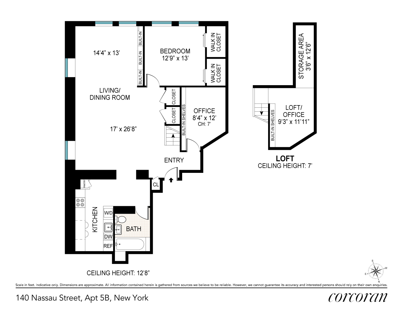 Floorplan for 140 Nassau Street, 5B