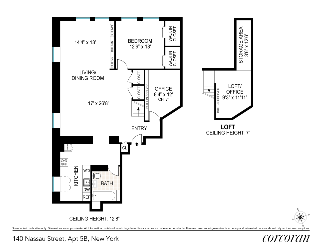 Floorplan for 140 Nassau Street, 5B