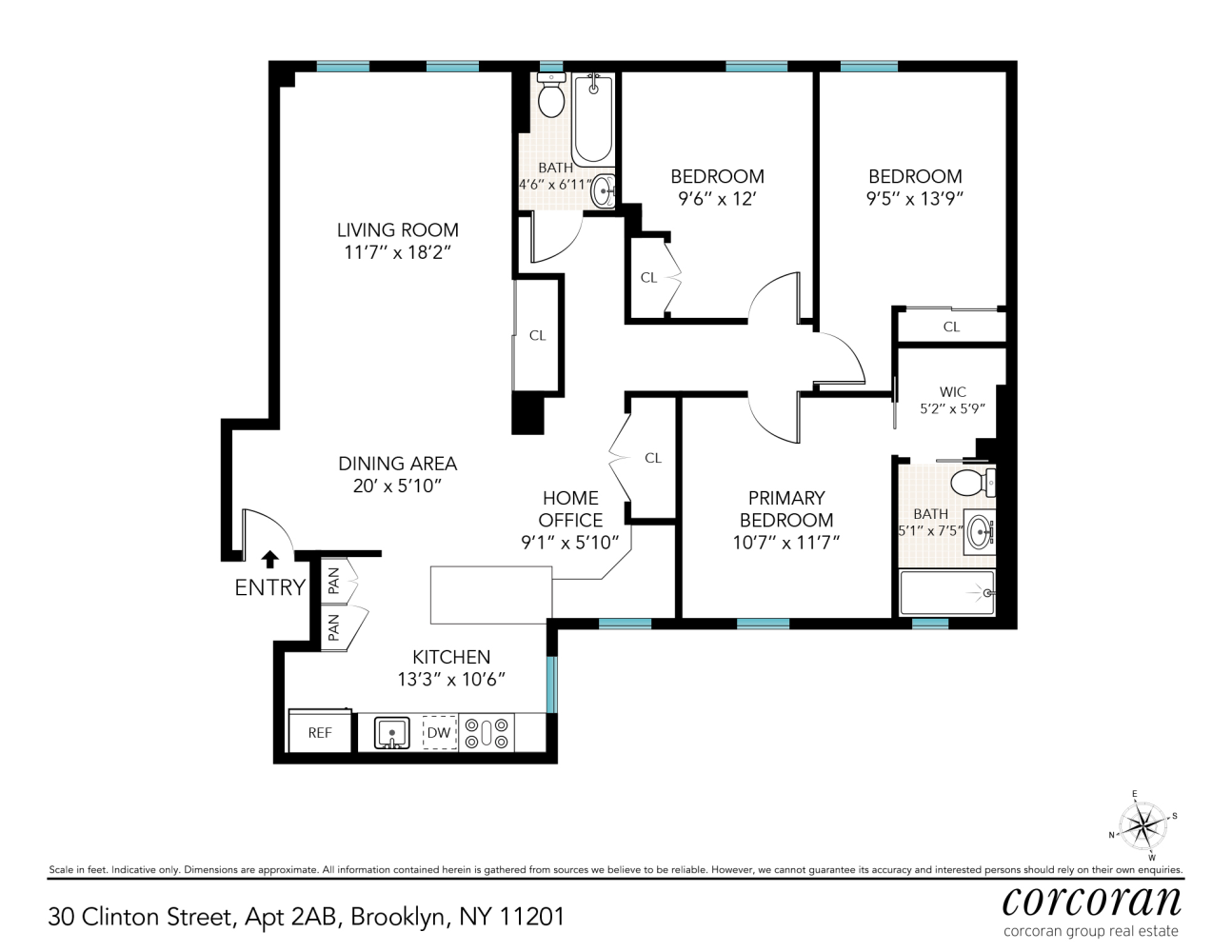 Floorplan for 30 Clinton Street, 2AB