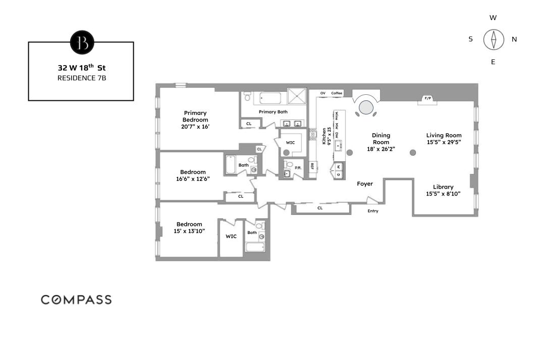 Floorplan for 32 West 18th Street, 7B