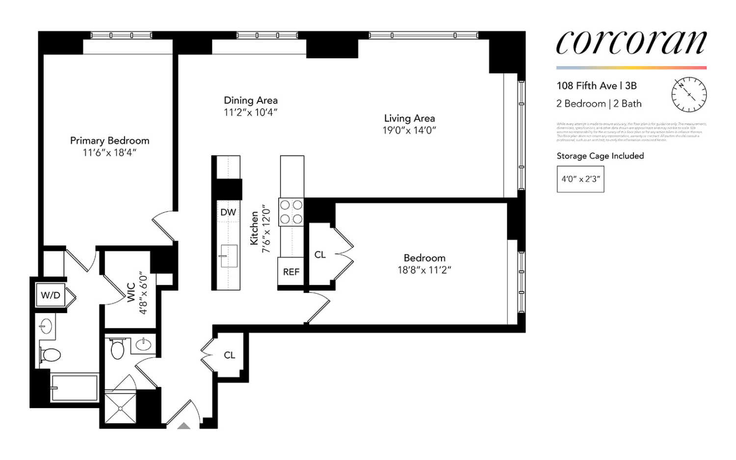 Floorplan for 108 5th Avenue, 3B