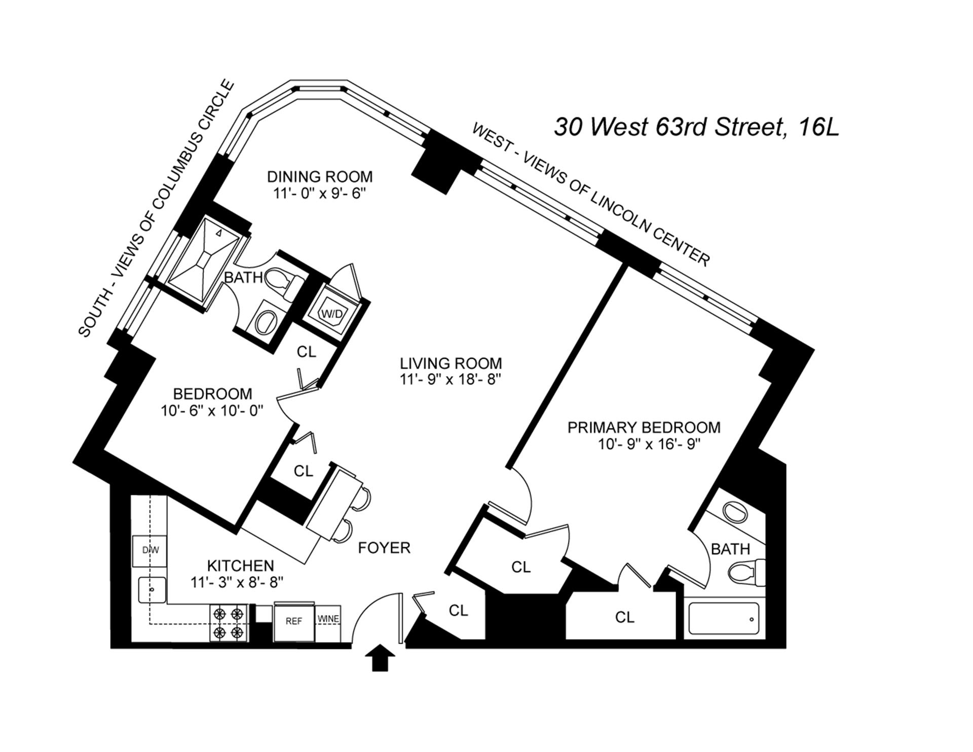 Floorplan for 30 West 63rd Street, 16L