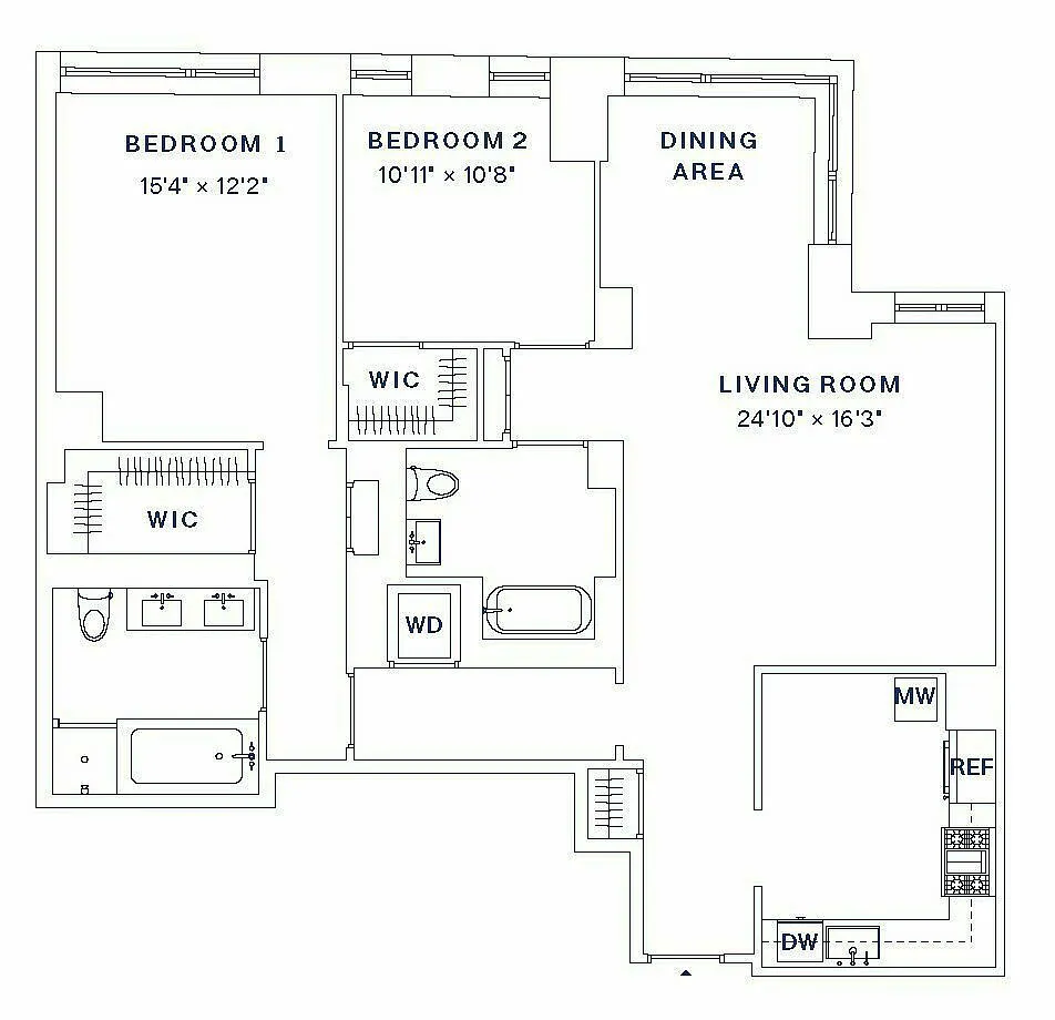 Floorplan for 222 West 80th Street, 15B