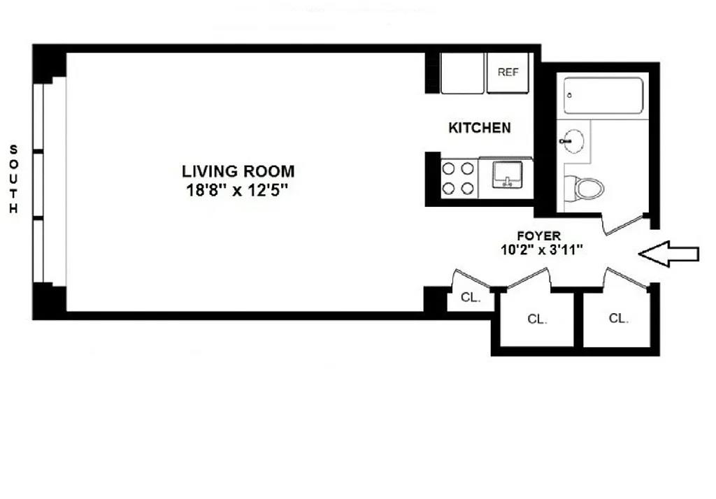 Floorplan for 321 East 45th Street, 6-F