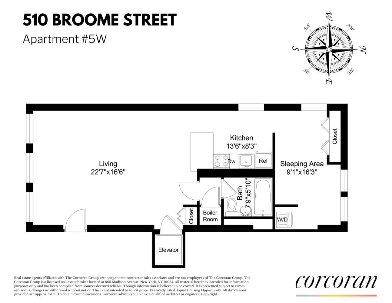 Floorplan for 510 Broome Street, 5W